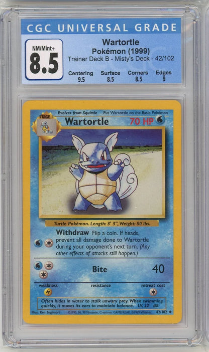 Wartortle 1999 Pokemon Trainer Deck B - Misty's Deck #42/102 CGC 8.5
