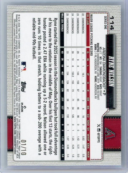 Ryne Nelson 2025 Topps Series 1 Black Diamonds #'d 1/10