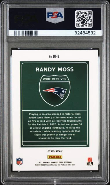 Randy Moss 2021 Panini Donruss Optic Downtown PSA 10
