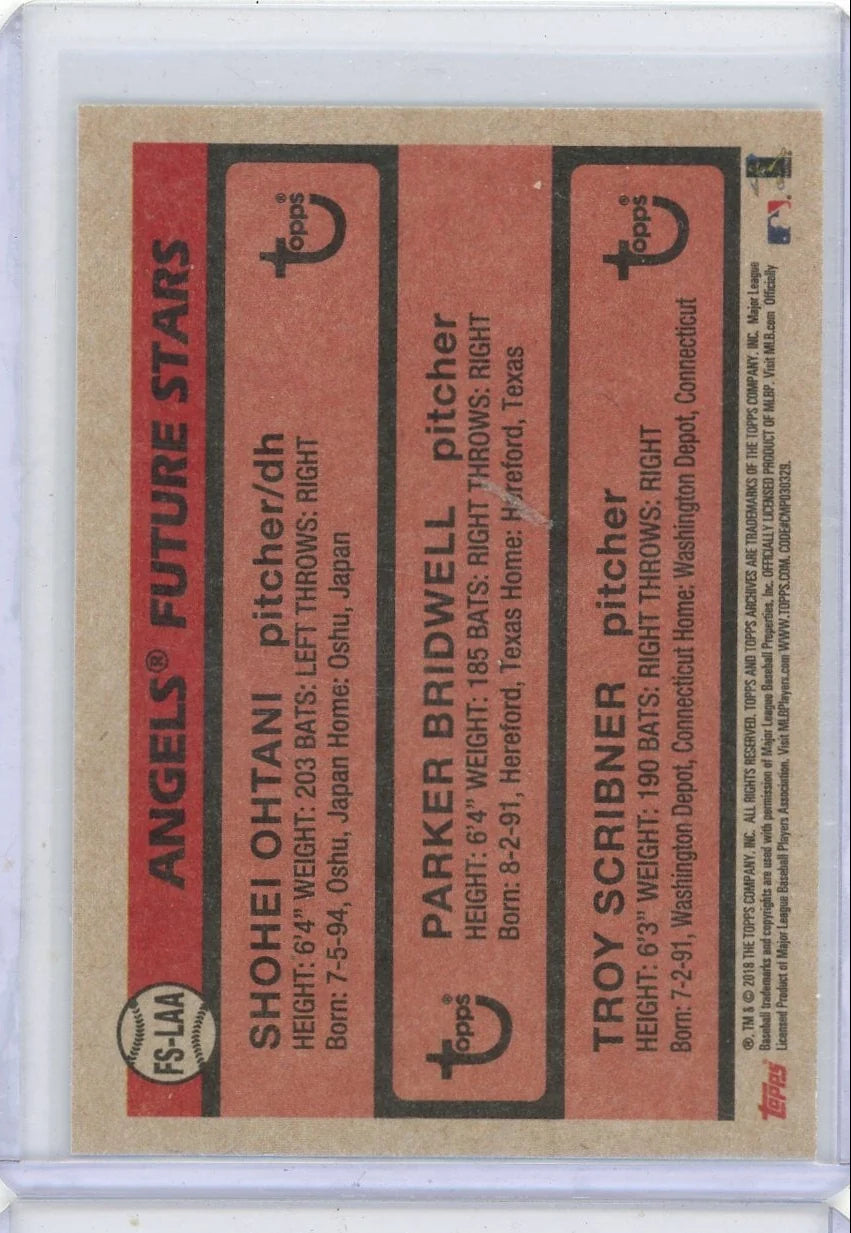 Angels Future Stars 2018 Topps Ohtani, Bridwell, Scribner RC #FS-LAA