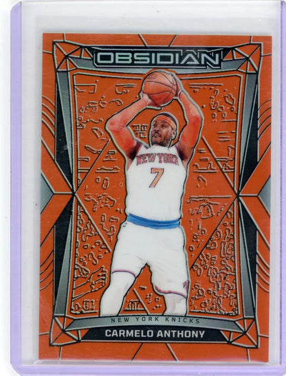 Carmelo Anthony 2023-24 Panini Obsidian Orange Flood Electric Etch #'d 32/99
