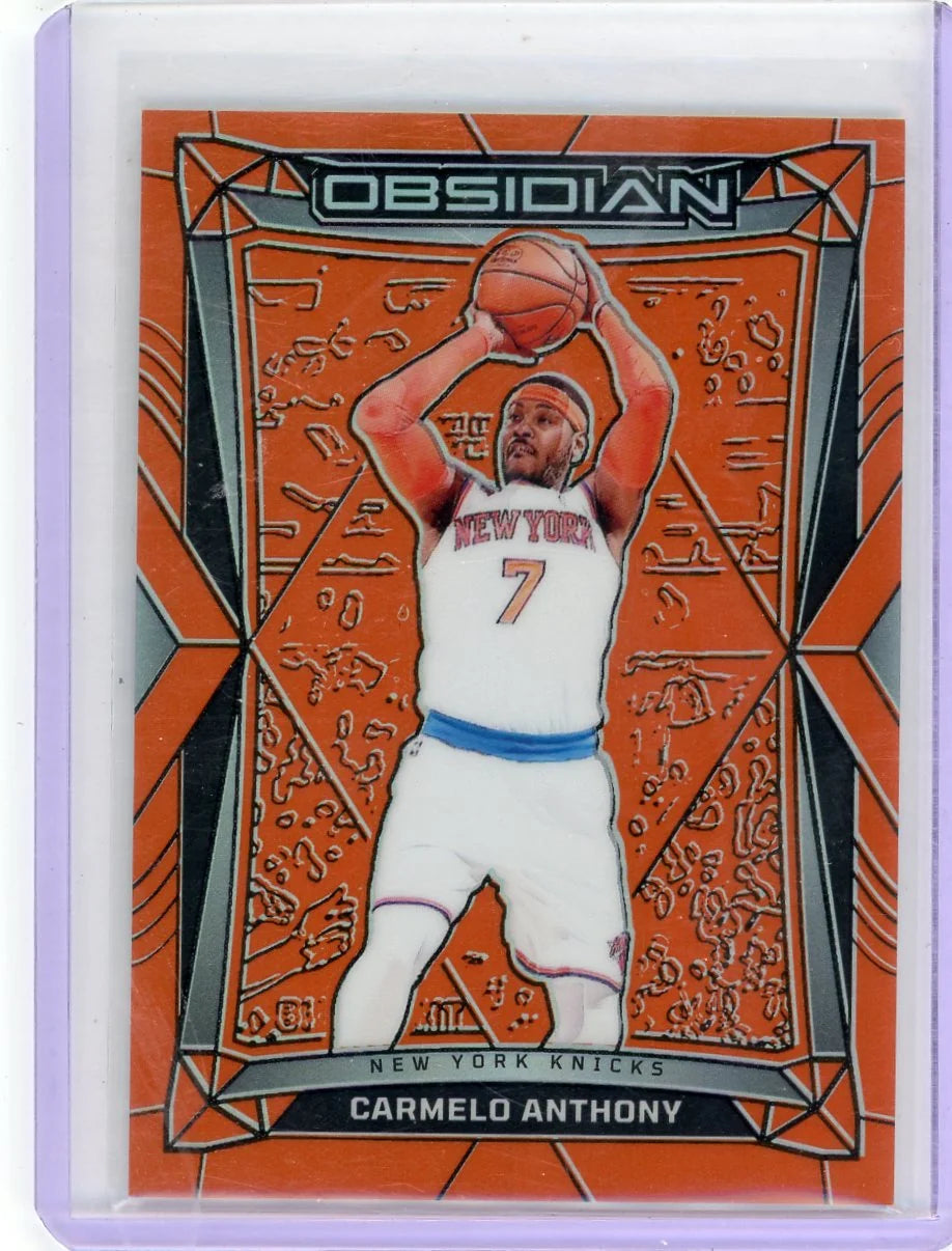 Carmelo Anthony 2023-24 Panini Obsidian Orange Flood Electric Etch #'d 32/99