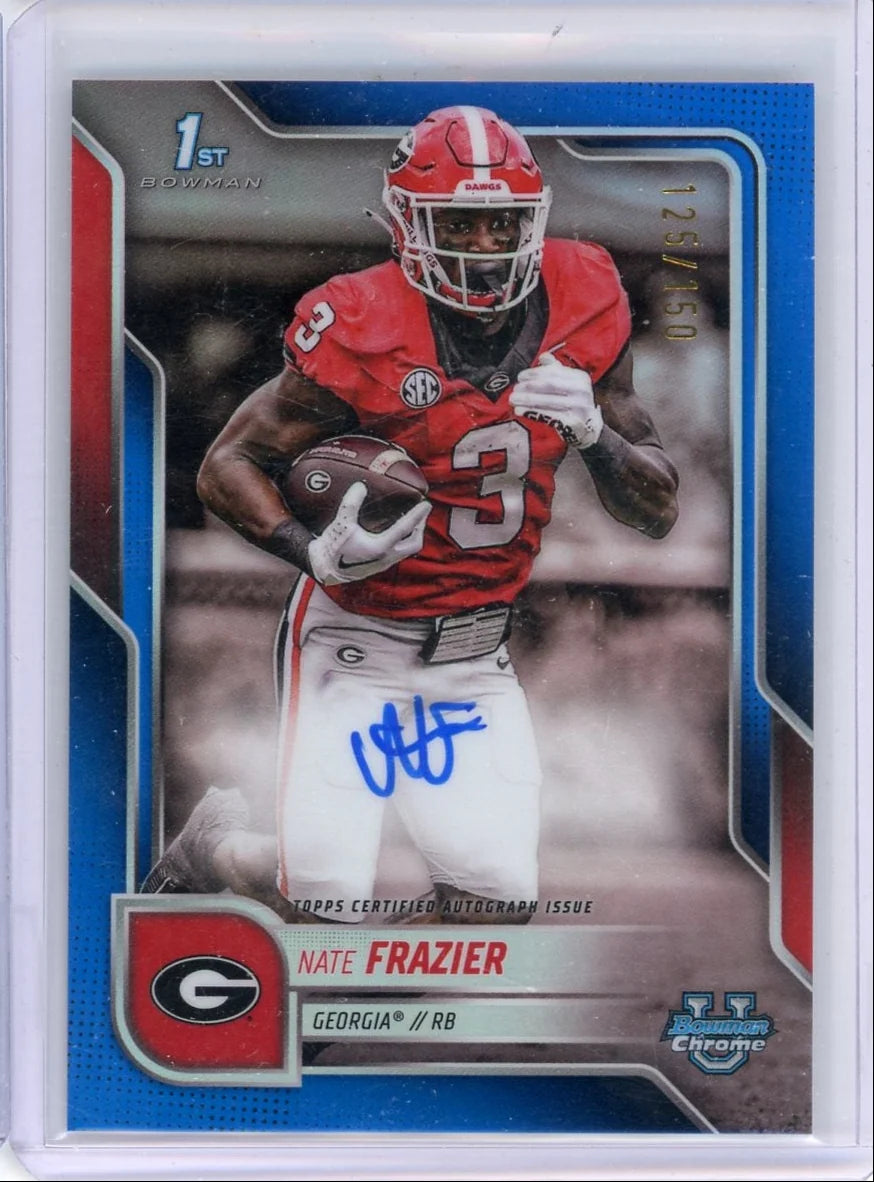 Nate Frazier 2025 1st Bowman Chrome autograph Blue ref. #'d 125/150