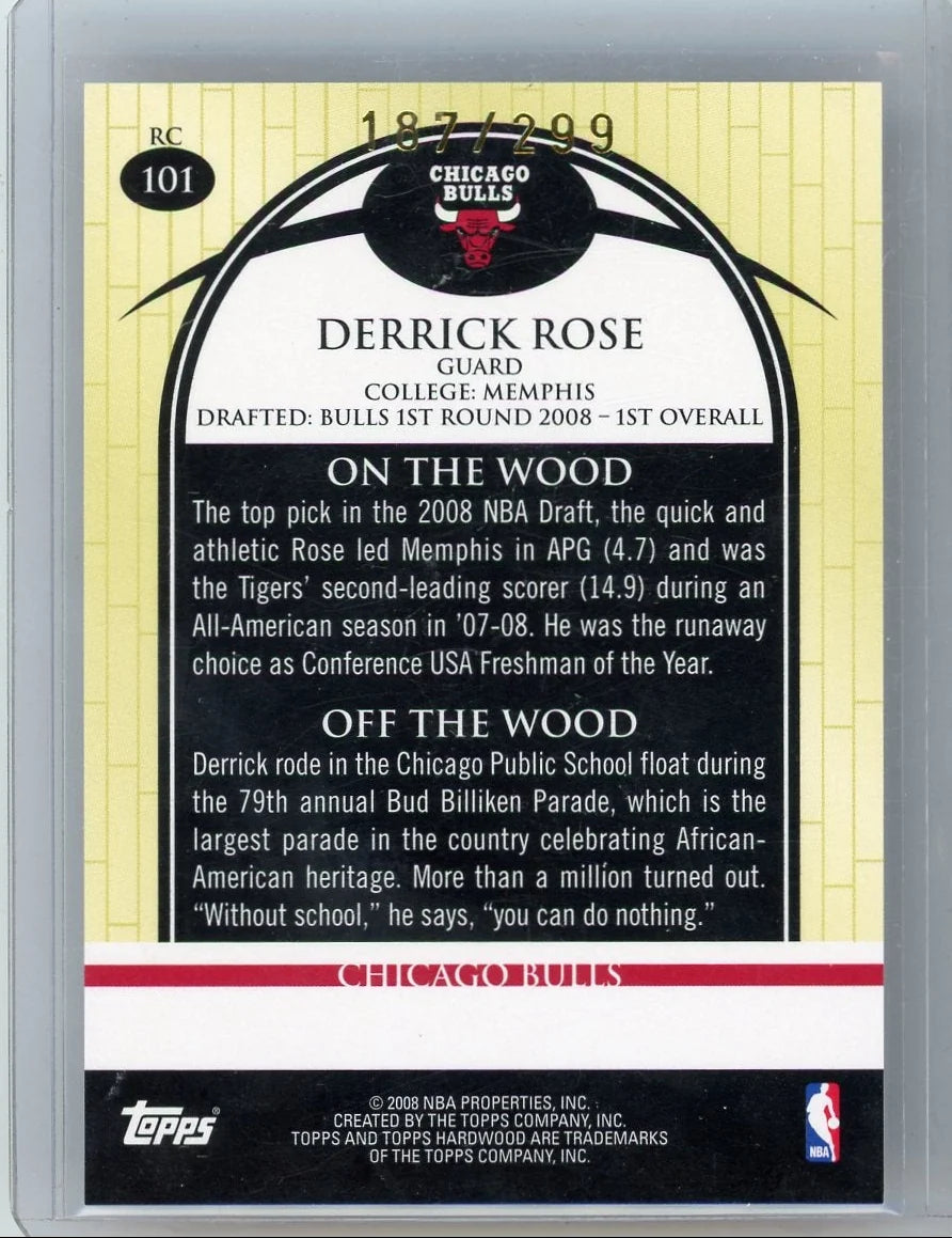 Derrick Rose 2008-09 Topps Hardwood Wood #'d 187/299 (1 Ball)