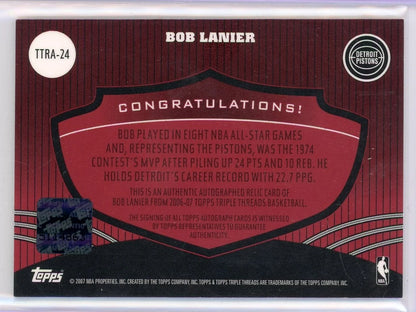 Bob Lanier 2007 Topps Triple Threads NBA All-Star MVP autograph relic #'d 09/36