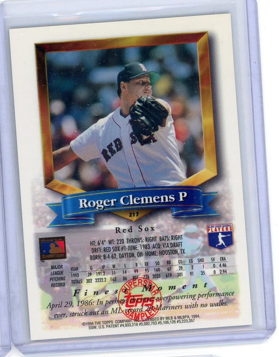 Roger Clemens 1994 Topps Finest #217