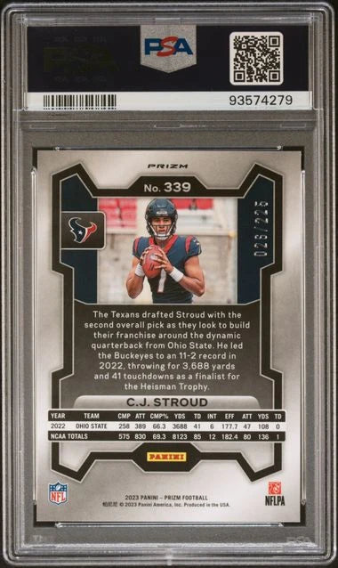 CJ Stroud 2023 Panini Prizm Purple Ice Prizm RC #'d 026/225 PSA 10