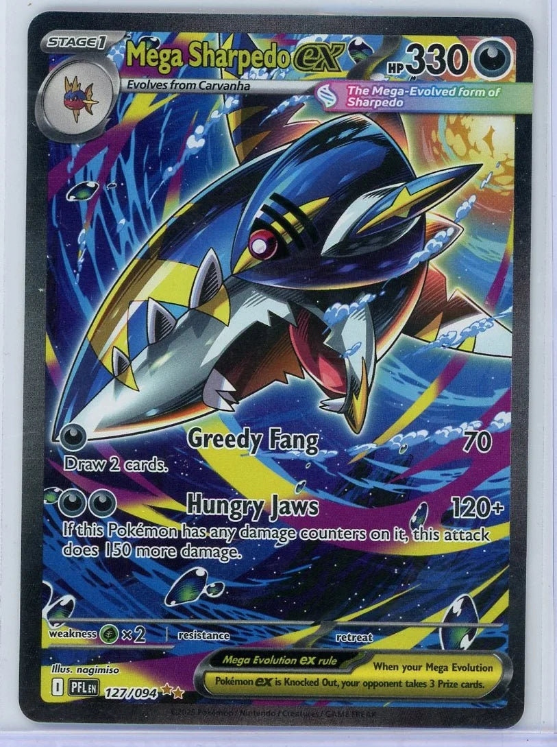 Mega Sharpedo ex Pokémon Phantasmal Flames Special Illustration Rare #127/094