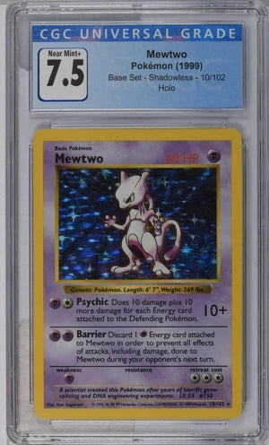 Mewtwo 1999 Pokemon Base Set Shadowless holo #10/102 CGC 7.5