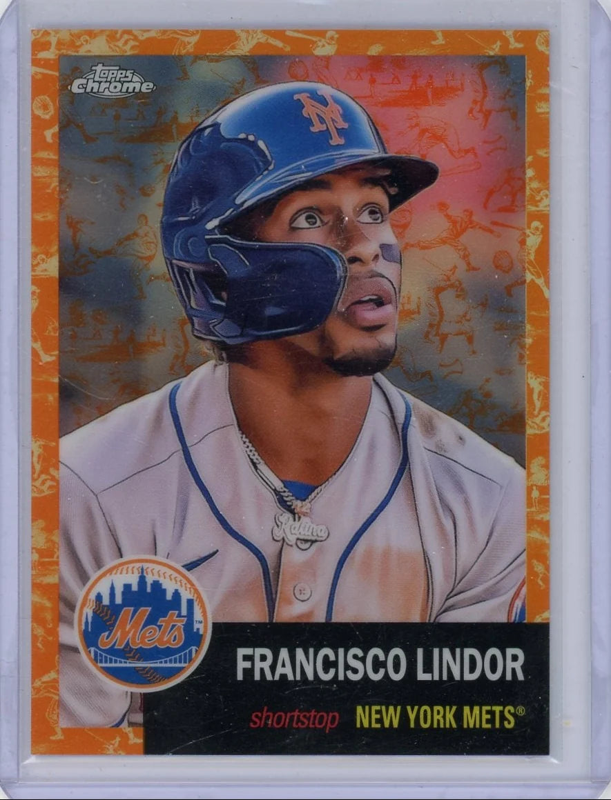 Francisco Lindor 2022 Topps Chrome Platinum Anniversary orange toile #'d 11/25