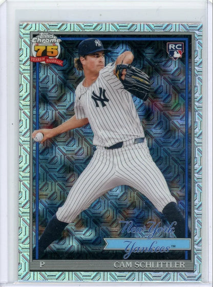 Cam Schlittler 2025 Topps Series 1 Chrome Pack Mojo Rookie