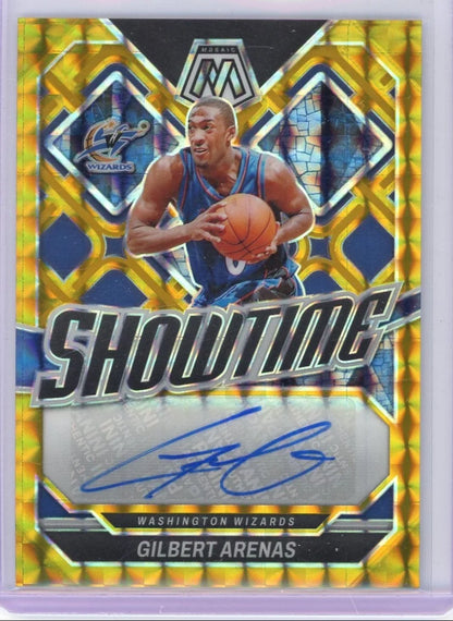 Gilbert Arenas 2023-24 Panini Mosaic Showtime autograph gold mosaic #'d 06/10