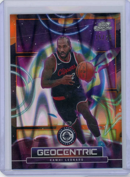 Kawhi Leonard 2025-26 Topps Chrome Cosmic Geocentric Orange Flare Refractor #'d 15/25