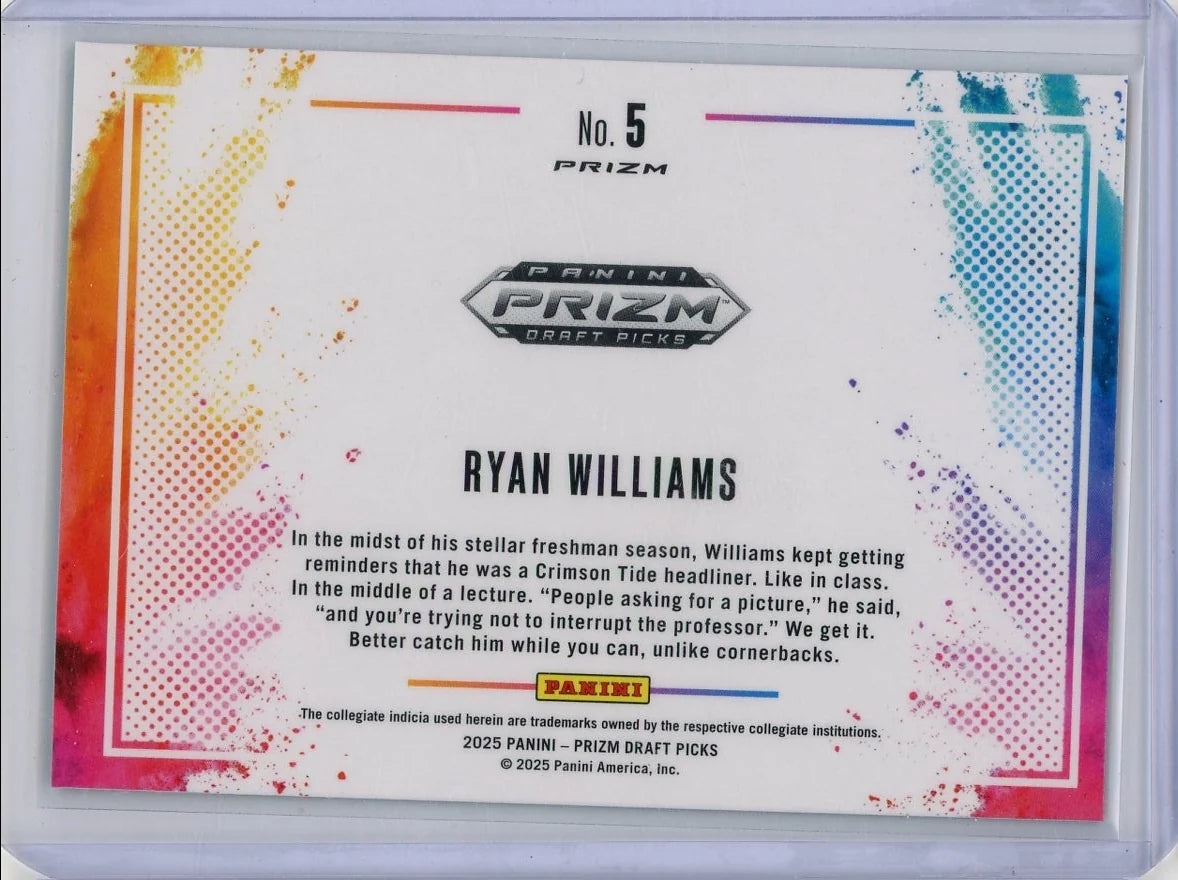 Ryan Williams 2025 Panini Prizm Draft Picks Black Color Blast SSP