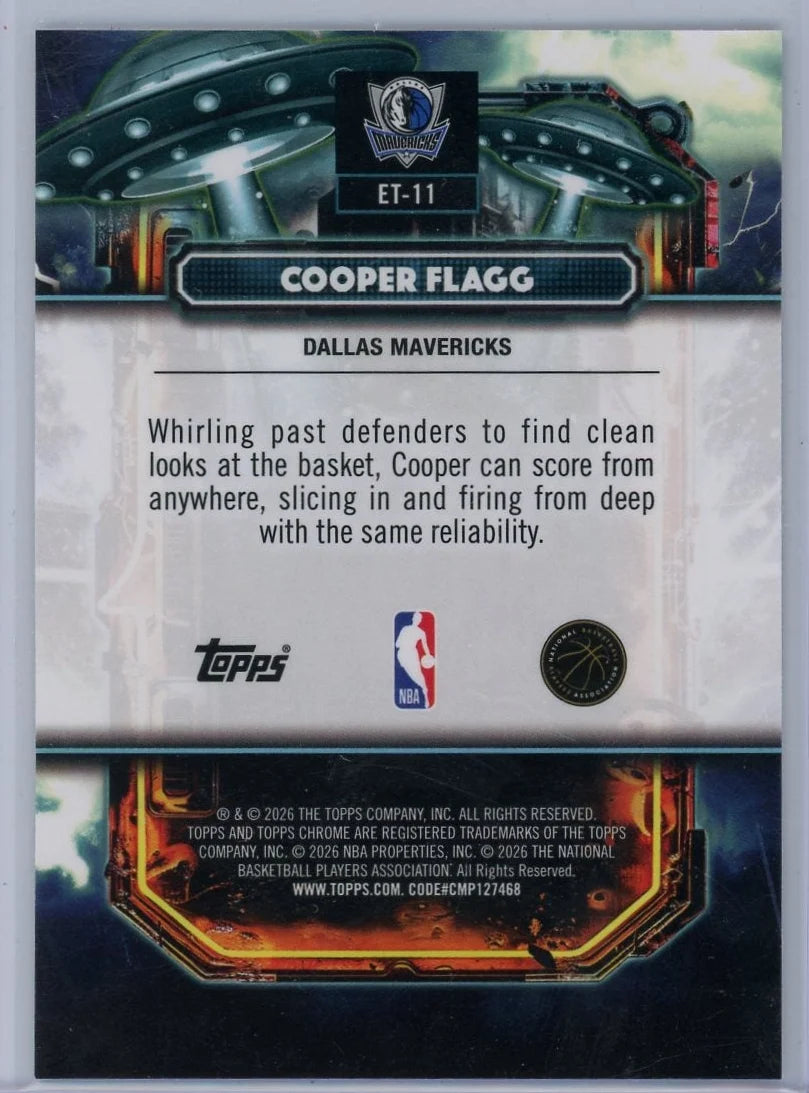 Cooper Flagg 2025 Topps Cosmic Chrome Extra Terrestrial Talent Rookie