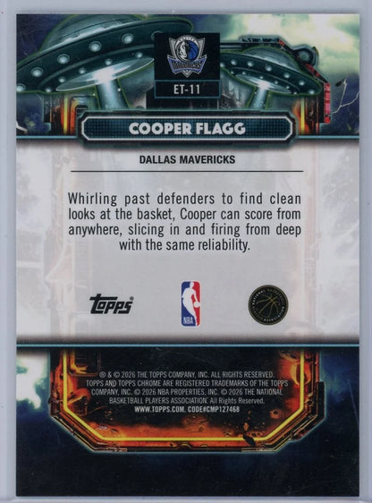 Cooper Flagg 2025 Topps Cosmic Chrome Extra Terrestrial Talent Rookie