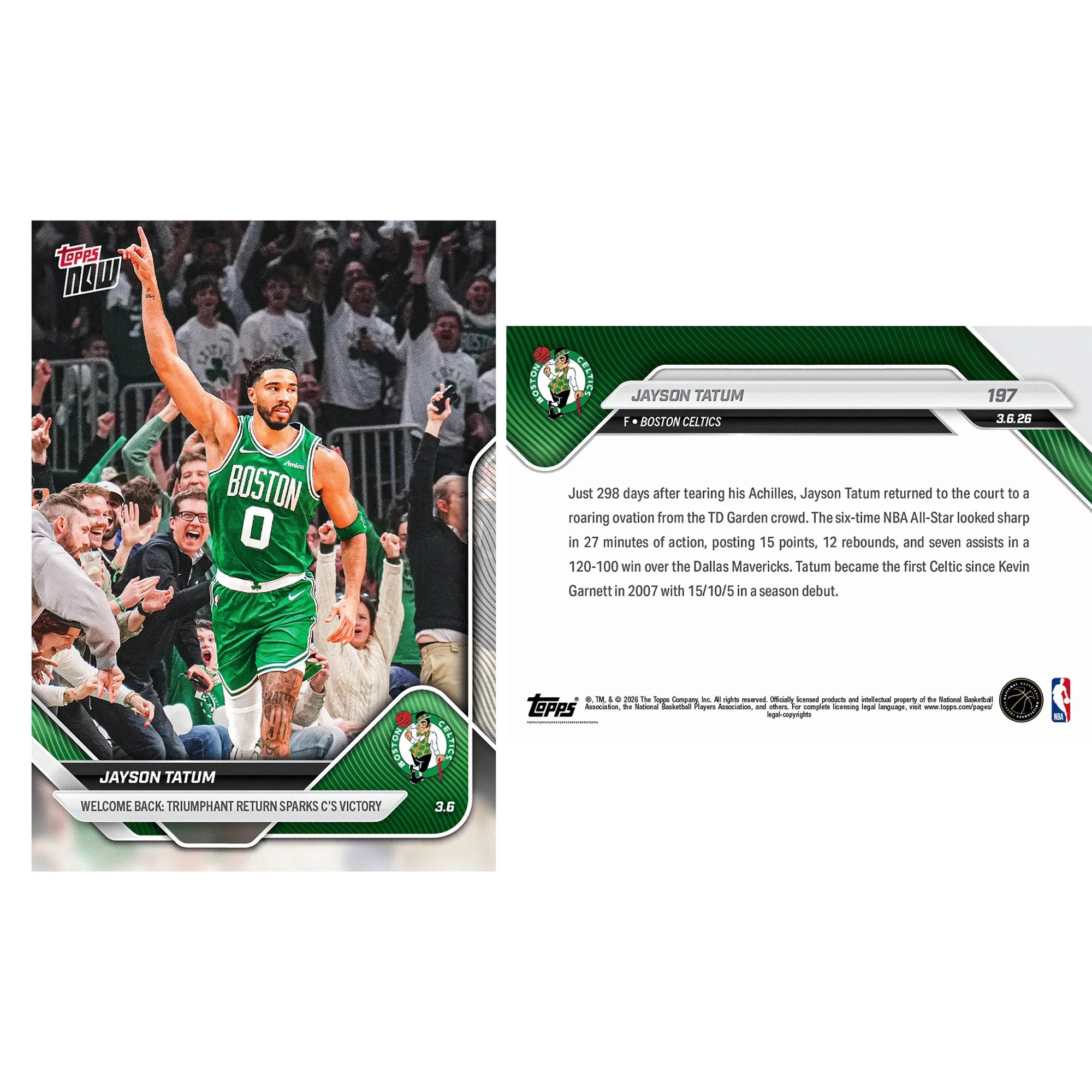 Jayson Tatum 2025-26 NBA Topps NOW #197