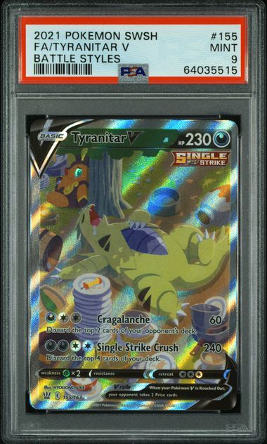 Tyranitar V 2021 Pokemon Battle Styles Full Art #155/163 PSA 9