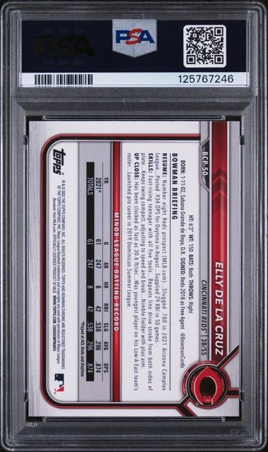 Elly De La Cruz 2022 Bowman Mega Box 1st Bowman Chrome Mojo Refractor PSA 9