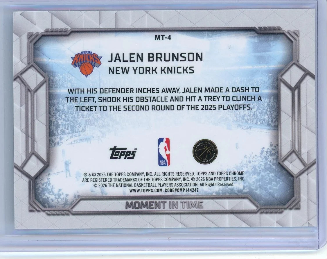 Jalen Brunson 2025-26 Topps Chrome Update "Moment in Time" Geometric Refractor #MT-4