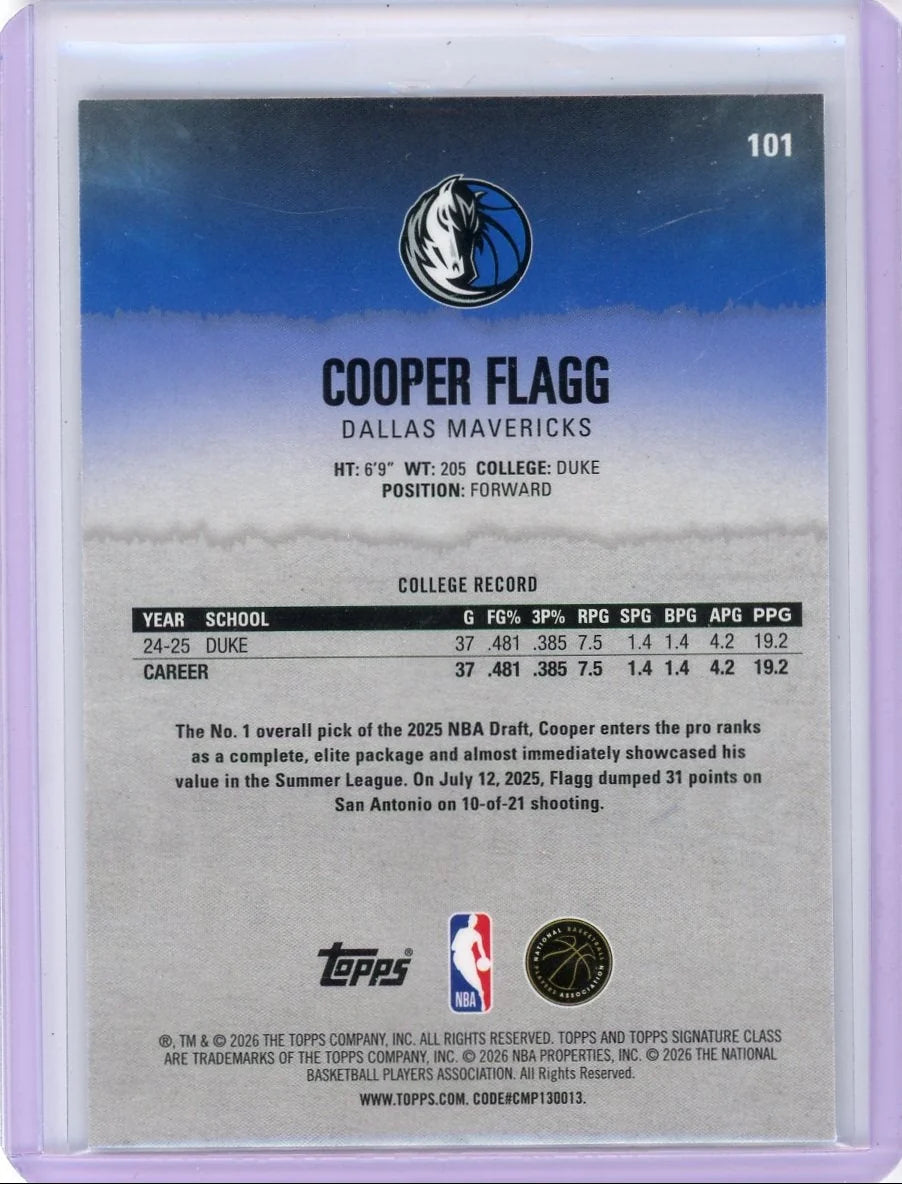 Cooper Flagg 2025-26 Topps Signature Class Pandora RC
