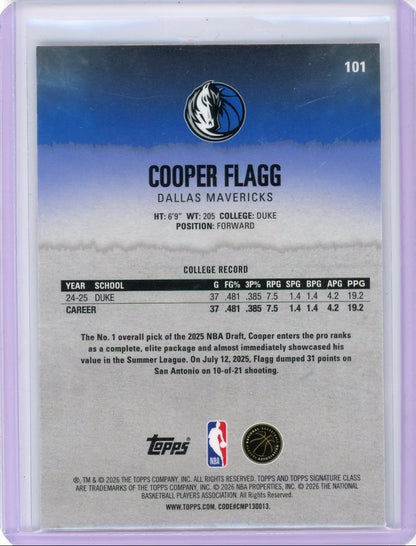 Cooper Flagg 2025-26 Topps Signature Class Pandora RC