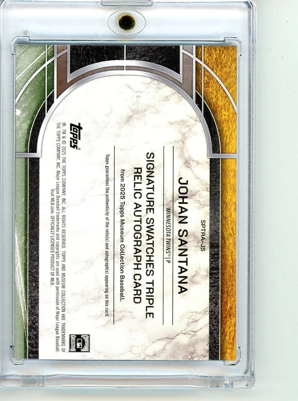 Johan Santana 2025 Topps Museum Signature Swatches Triple Relic Auto #'d 49/75