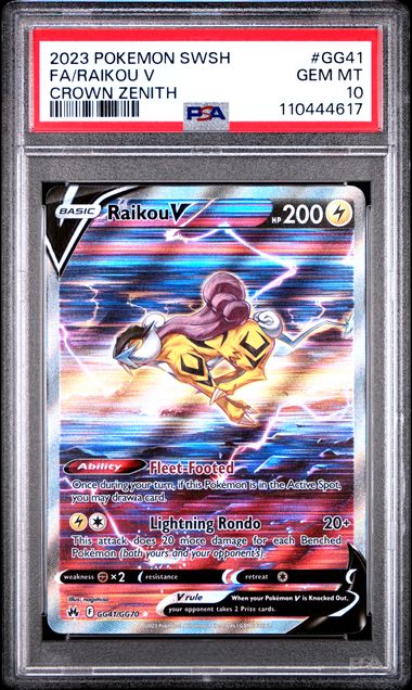 Raikou V Pokémon Crown Zenith Ultra Rare #GG41/GG70 PSA 10