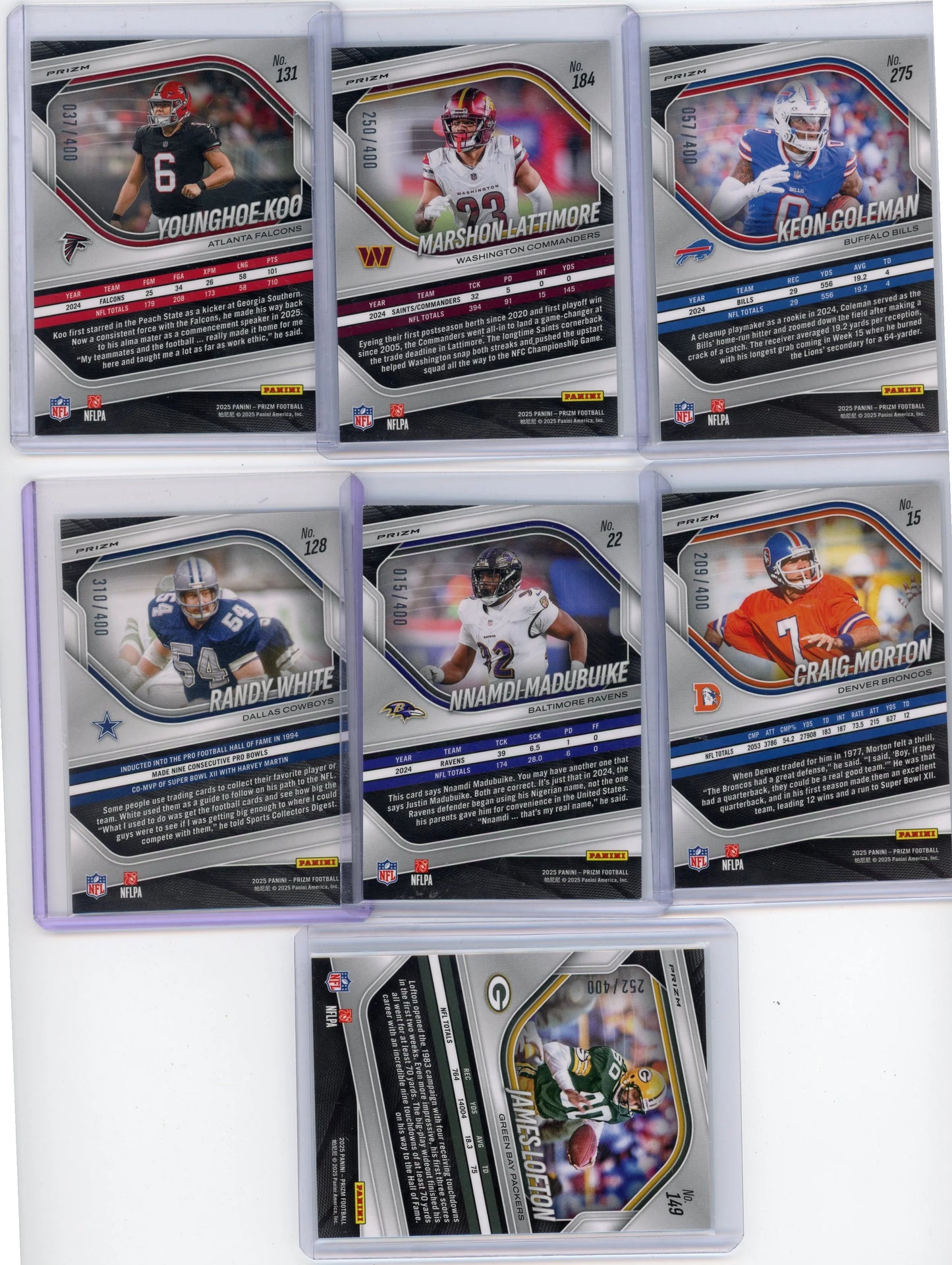 2025 Panini Prizm Pandora Prizm #'d /400 7-card Lot