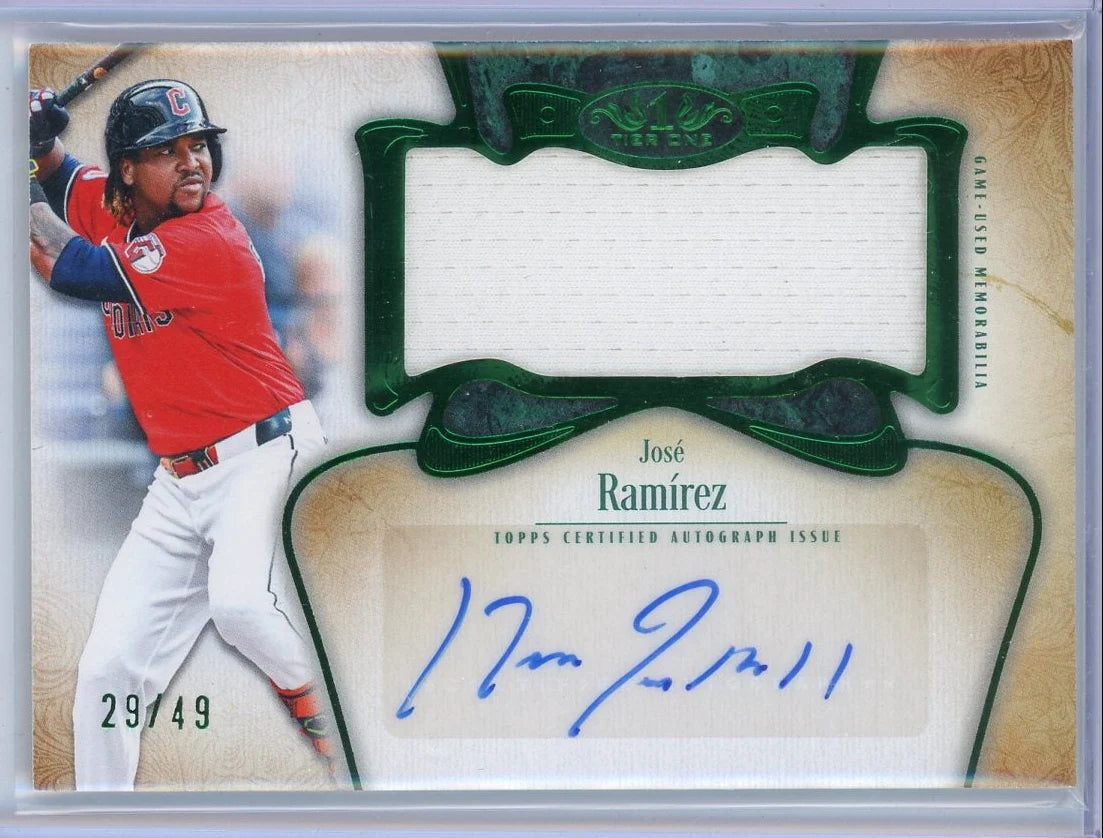 Jose Ramirez 2026 Topps Tier One Jumbo Relic Auto #AT1JR-JR #'d /49