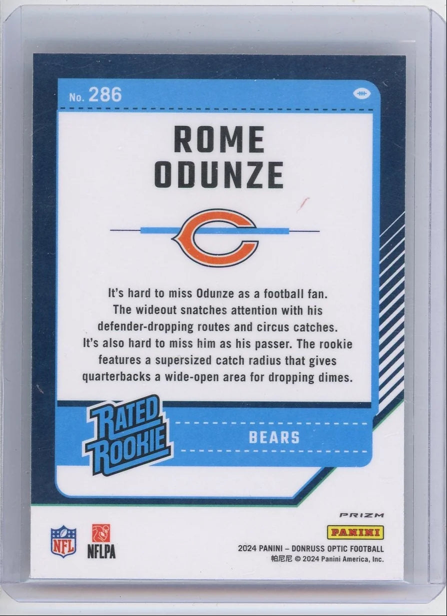 Rome Odunze 2024 Panini Donruss Optic Rated Rookie Card Red Mojo
