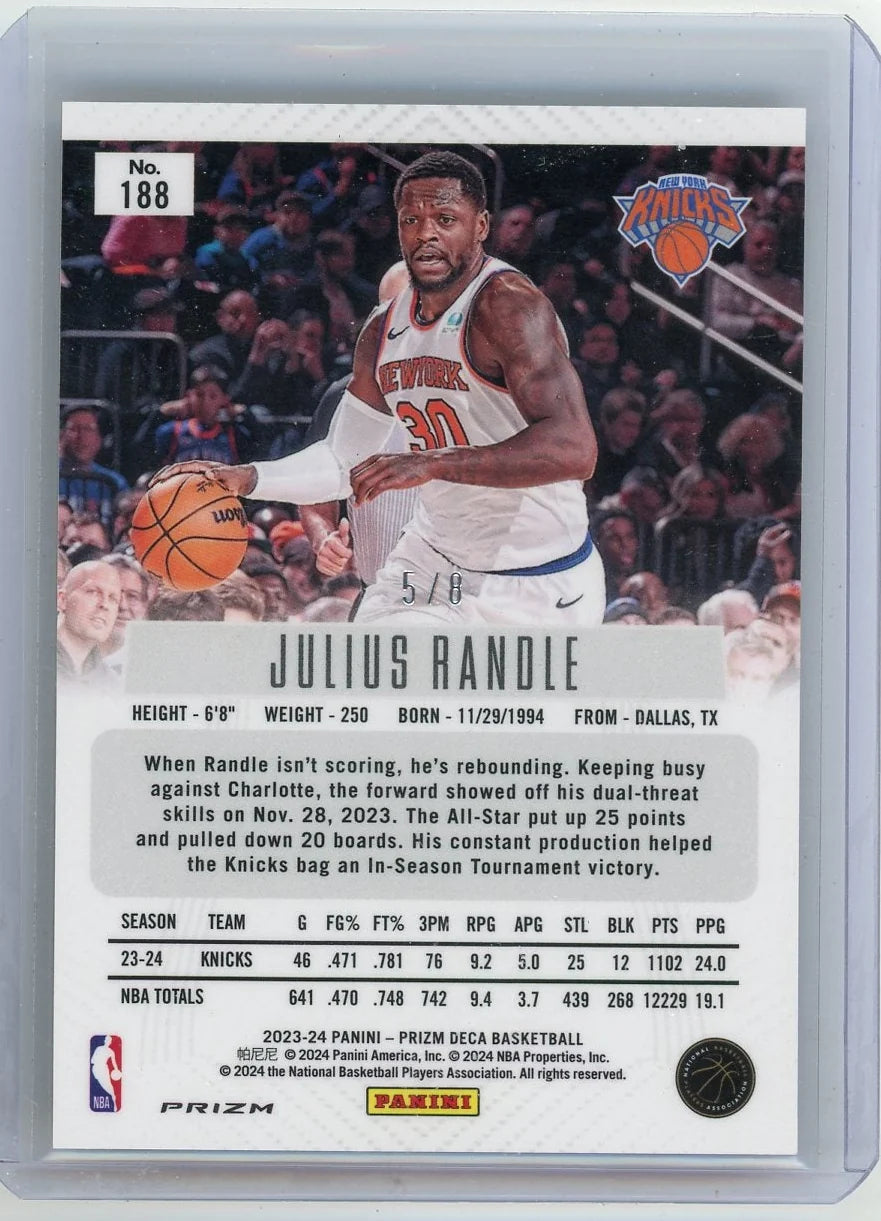 Julius Randle 2023-24 Panini Prizm Deca Black Gold Shimmer Prizm FOTL #'d 5/8