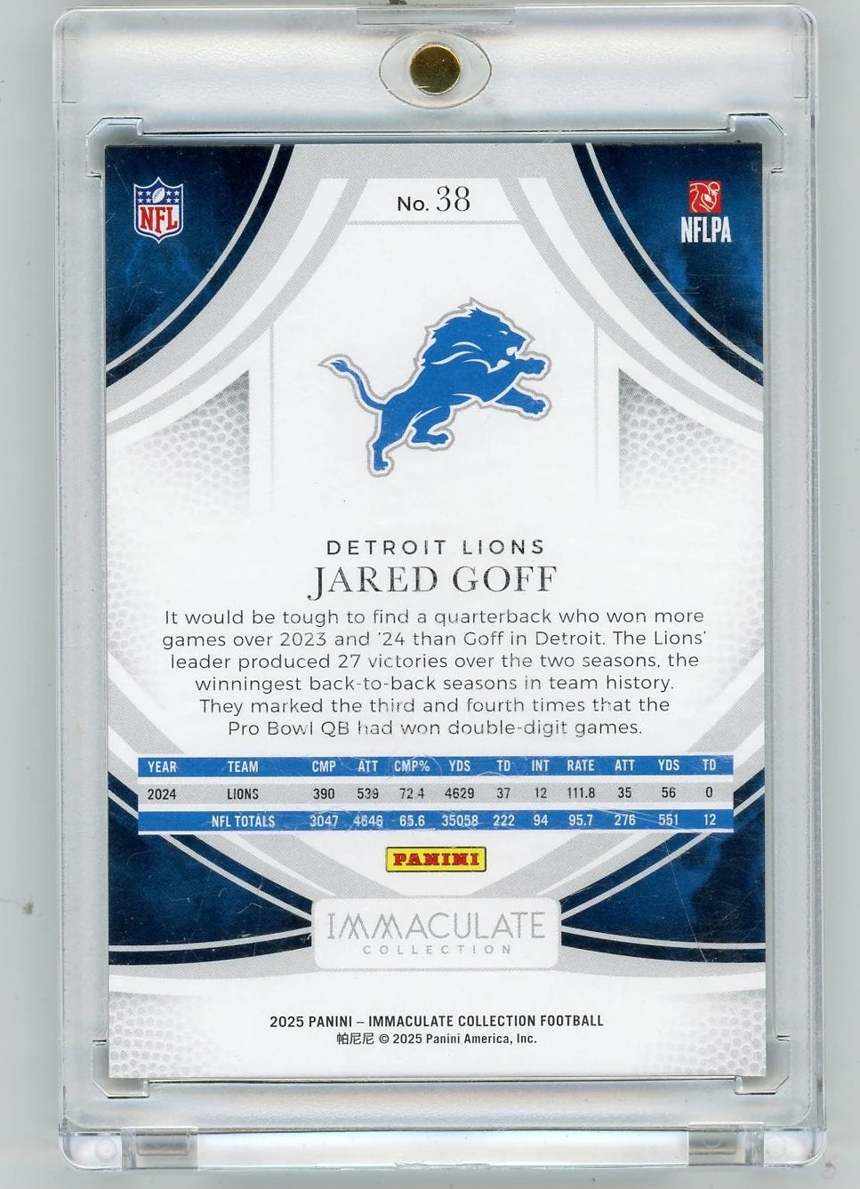 Jared Goff 2025 Panini Immaculate Collection Red #'d 56/75