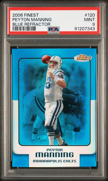 Peyton Manning 2006 Finest Peyton Manning Blue Refractor #'d 024/299 PSA 9