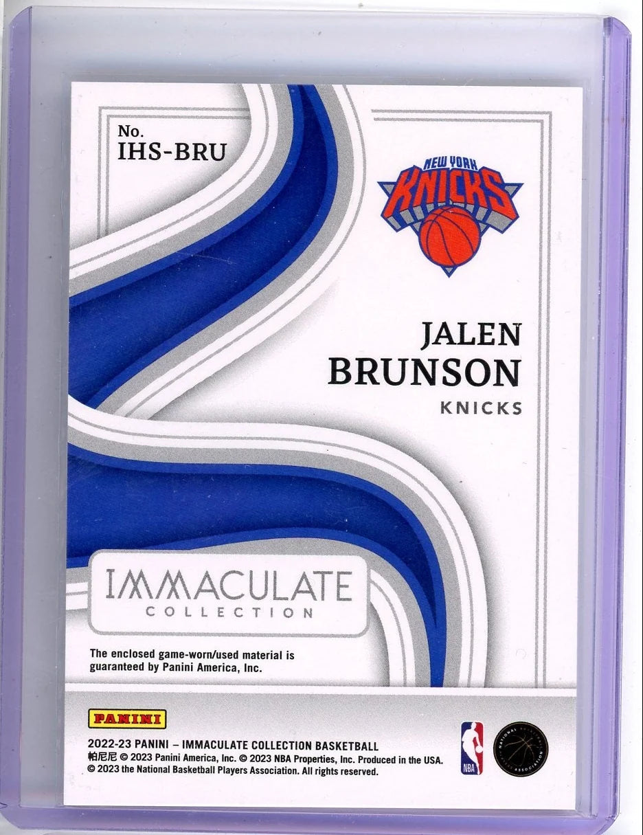 Jalen Brunson 2022 Panini Immaculate Swatches #'d 69/99