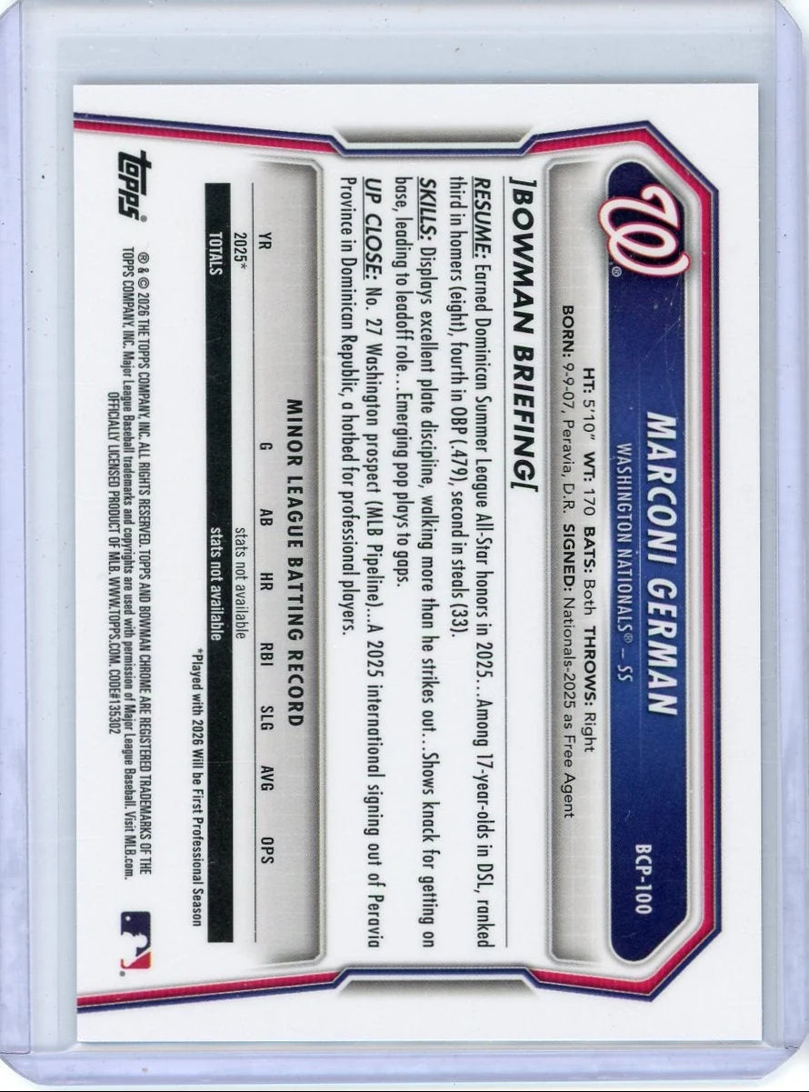 Marconi German 2026 1st Bowman Chrome Reptilian ref.