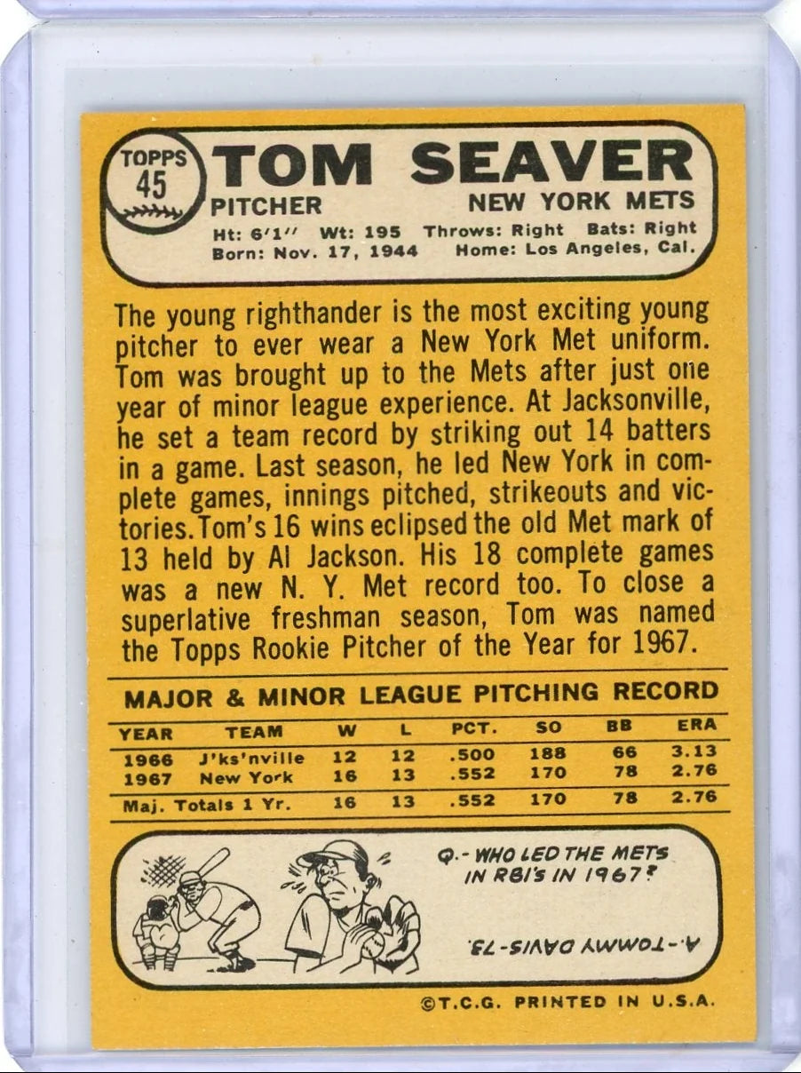 Tom Seaver 1968 Topps All-Star Rookie #45