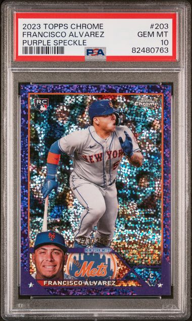 Francisco Alvarez 2023 Topps Chrome Purple Speckle Rookie PSA 10