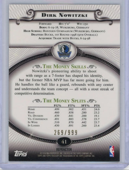 Dirk Nowitzki 2008 Topps Treasury refractor #'d 269/999