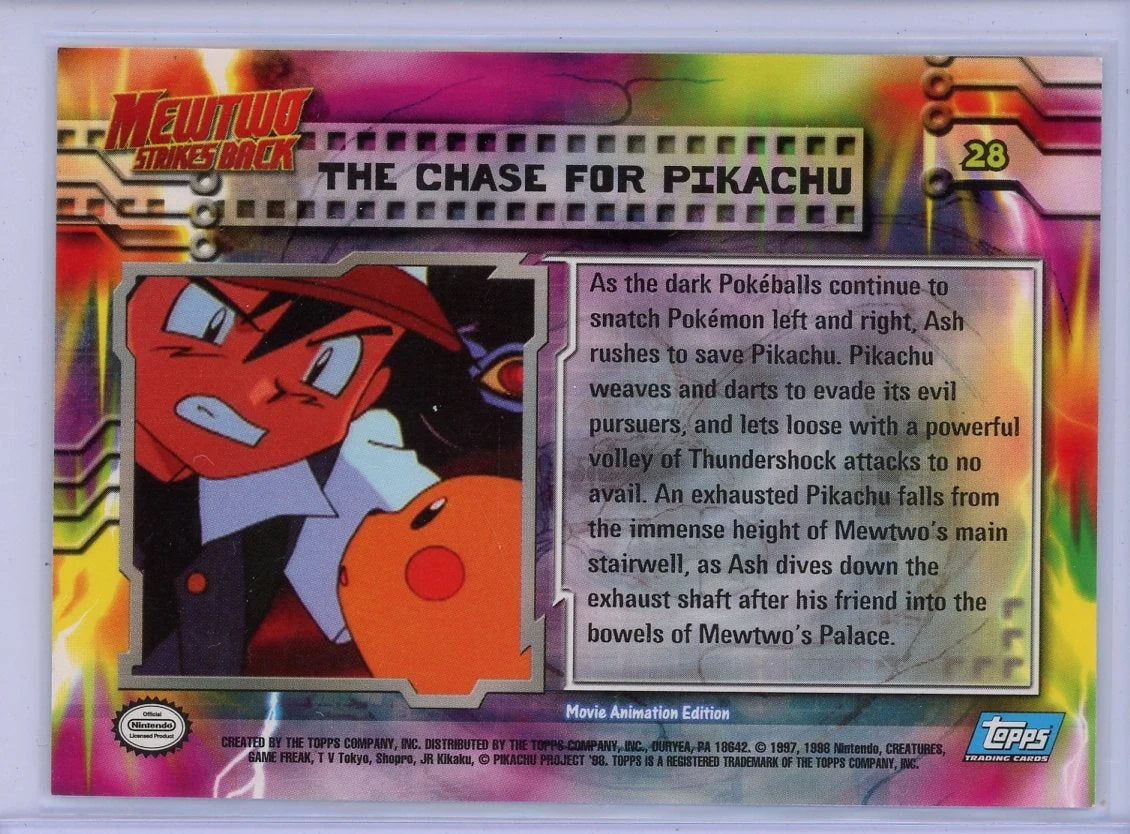 The Chase for Pikachu Pokemon Topps Mewtwo Strikes Back #28