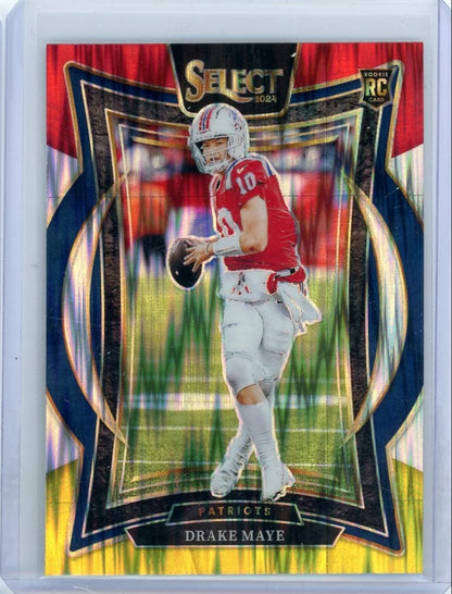 Drake Maye 2024 Panini Select Red & Yellow Flash Rookie