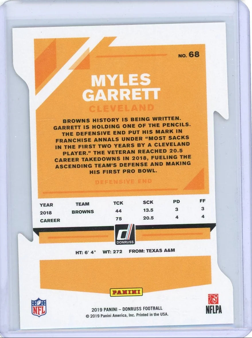 Myles Garrett 2019 Donruss Gold Press Proof Die Cut #'d 10/25