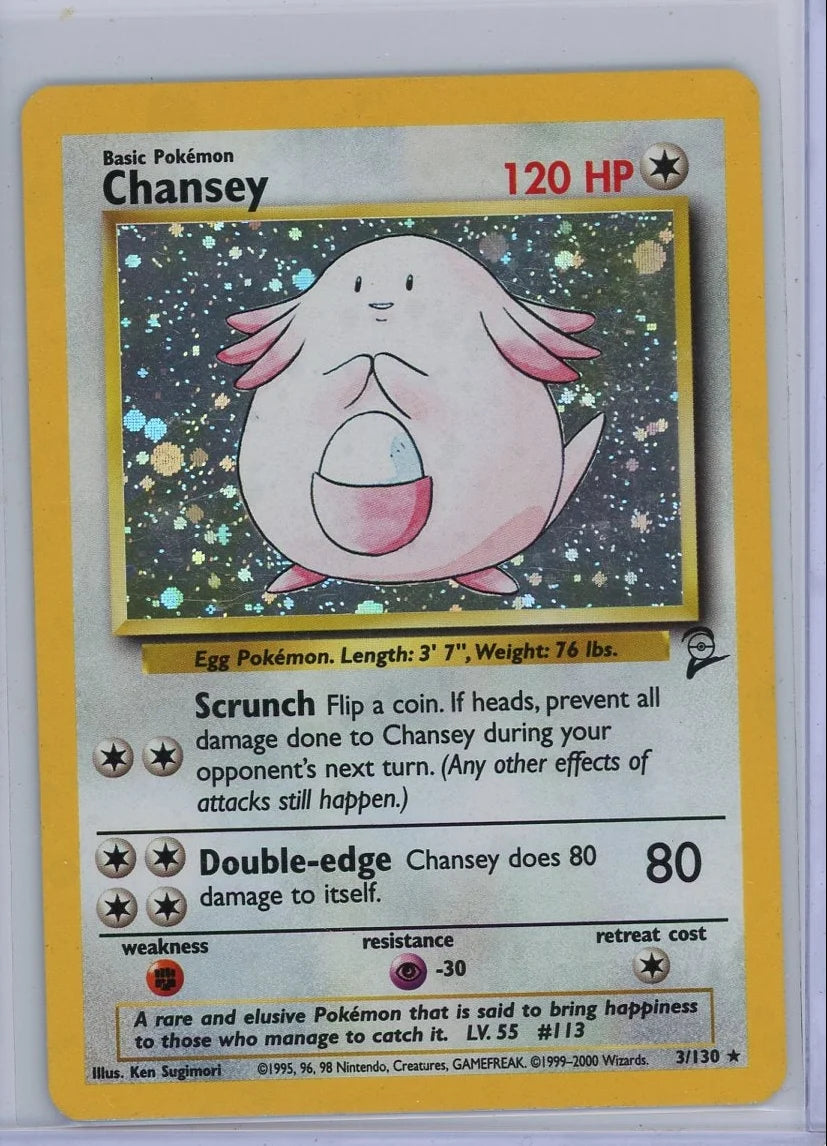 Chansey Pokémon Base Set 2 Unlimited Holo Rare #3/130
