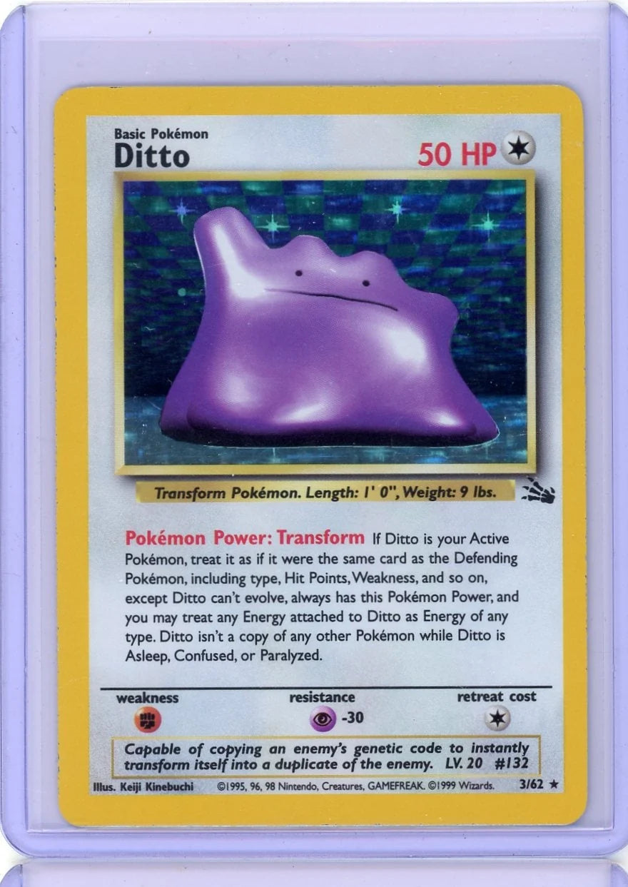 Ditto Pokémon Fossil Unlimited Holo Rare #3/62