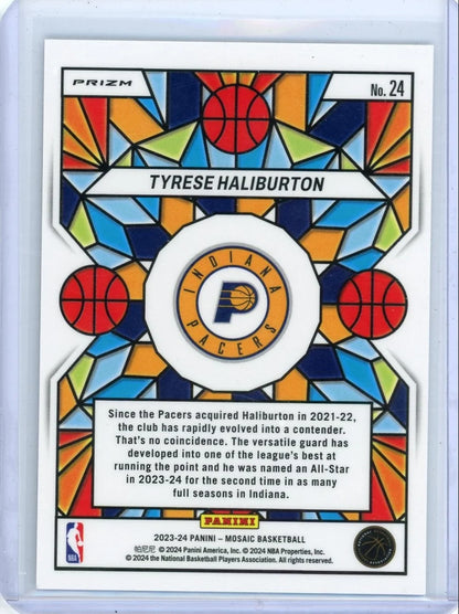 Tyrese Haliburton 2023-24 Panini Mosaic Stained Glass
