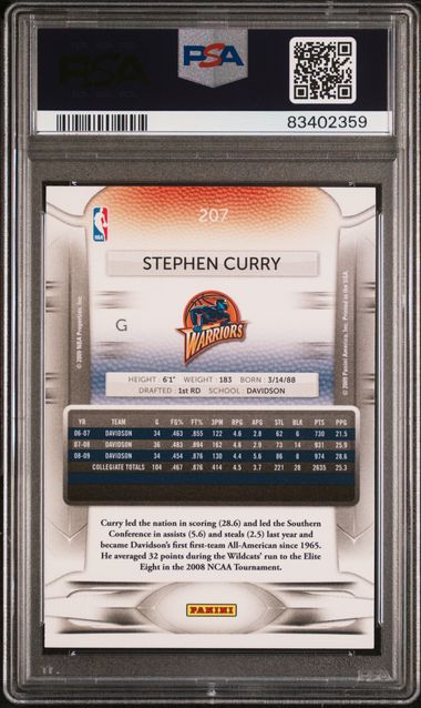 Stephen Curry 2009 Panini Prestige Rookie PSA 9