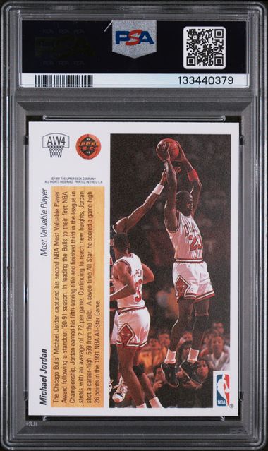 Michael Jordan 1991 Upper Deck Award Winner Hologram #AW4 PSA 8