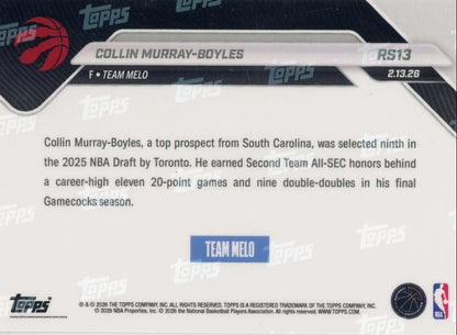 Collin Murray-Boyles 2026 Topps NOW Rising Stars rookie card #RS13