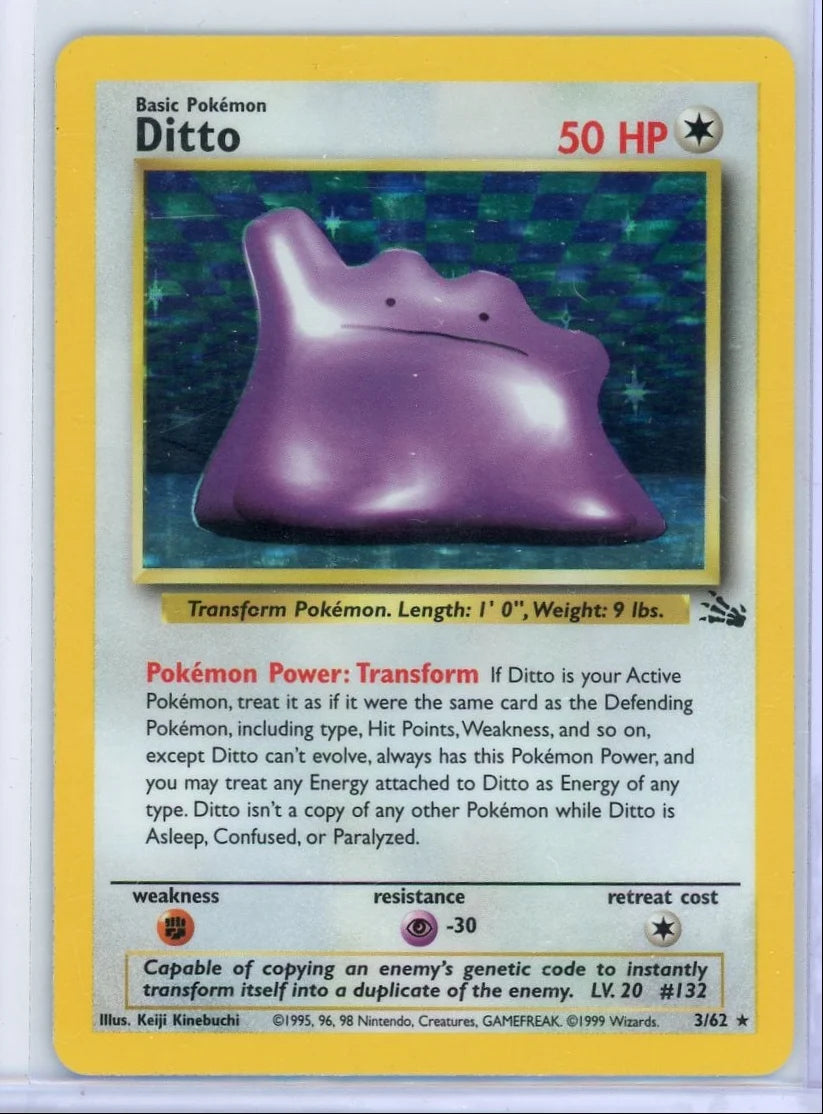 Ditto Pokémon Fossil Unlimited Holo #3/62 MP