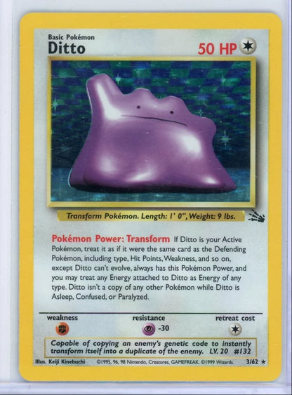 Ditto Pokémon Fossil Unlimited Holo #3/62 MP
